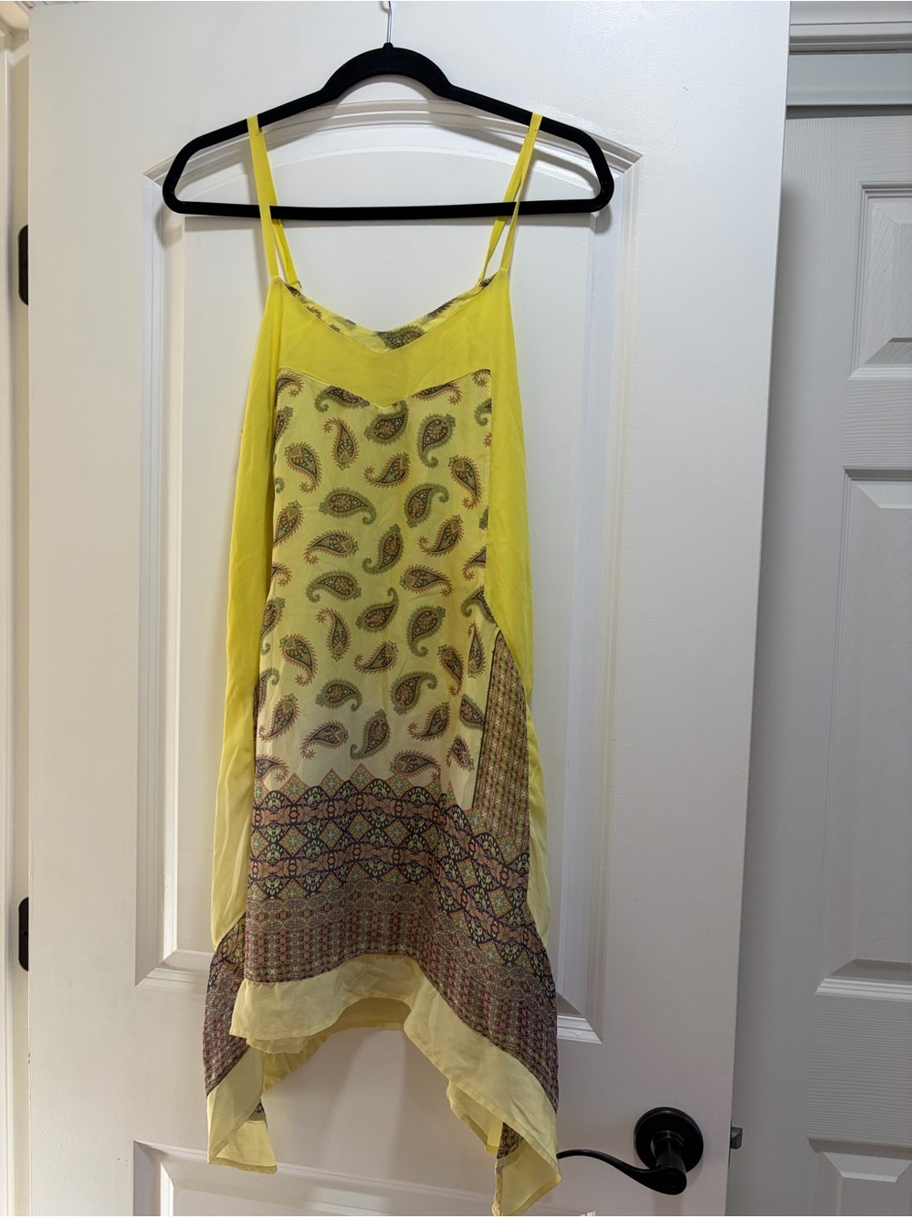 Gypsy 05 Global Village 100% Silk Paisley Handkerchief Hem Dress - Size XS